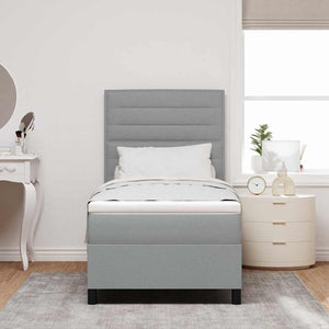 vidaXL Lit avec matelas à ressorts tapissier gris clair 90 x 200 cm Tissu