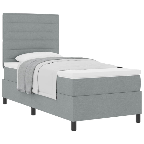 vidaXL Lit avec matelas à ressorts tapissier gris clair 90 x 200 cm Tissu