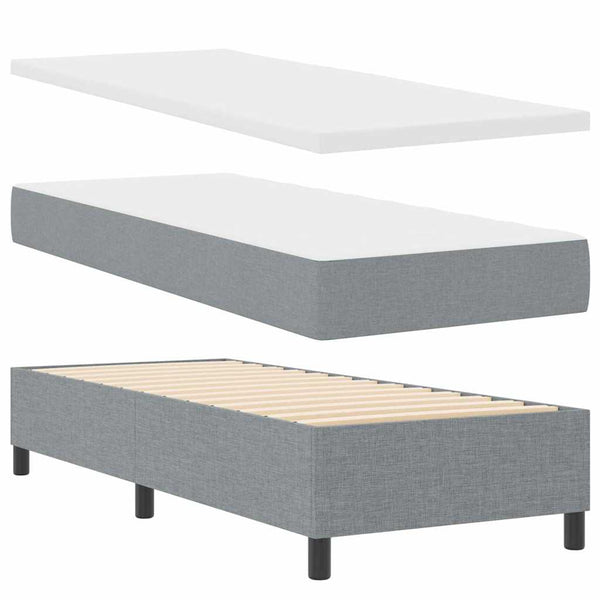 vidaXL Lit avec matelas à ressorts tapissier gris clair 90 x 200 cm Tissu