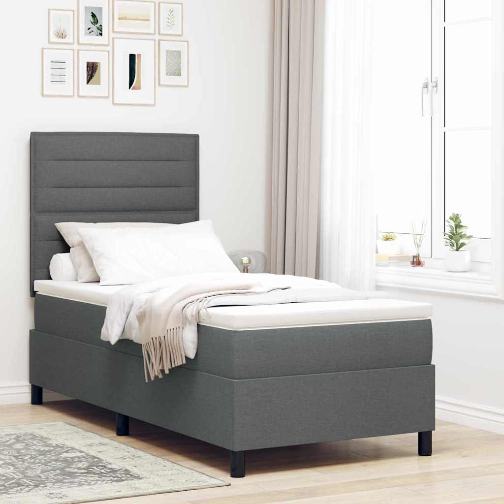 Boxspringbett mit Matratze Dunkelgrau 90x200 cm