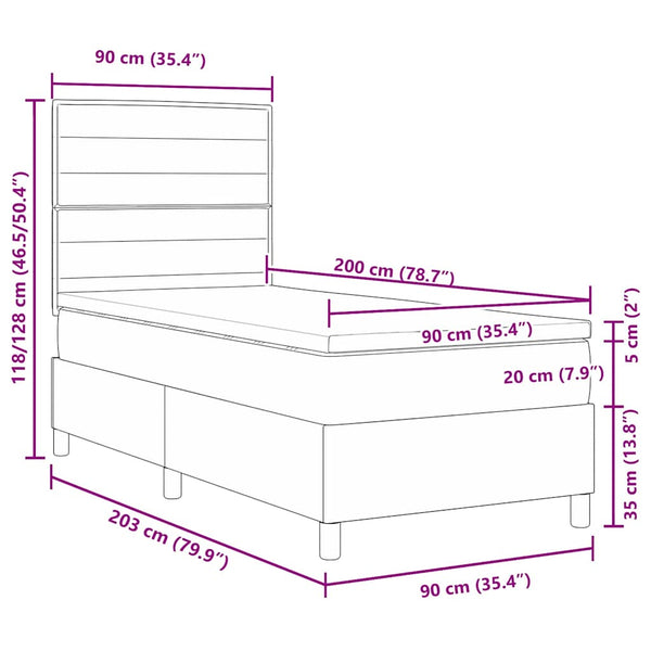 Boxspringbett mit Matratze Dunkelgrau 90x200 cm