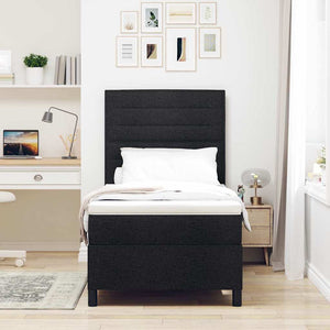 vidaXL Lit coffre avec matelas noir 90 x 200 cm tissu