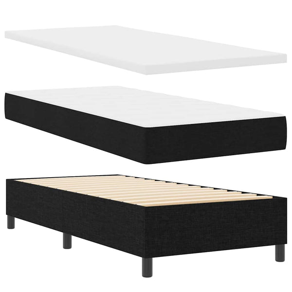 vidaXL Lit coffre avec matelas noir 90 x 200 cm tissu