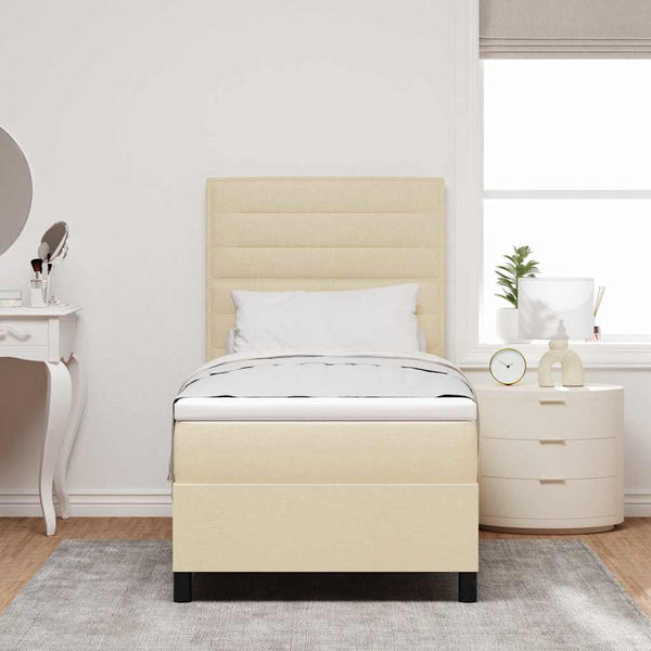 Boxspringbett Creme 90x200 cm mit Matratze