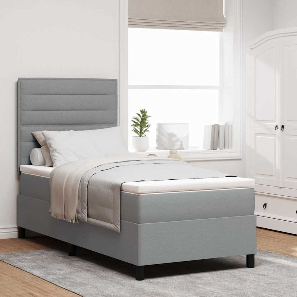 vidaXL Lit boxspring avec matelas Gris clair 100 x 200 cm Tissu