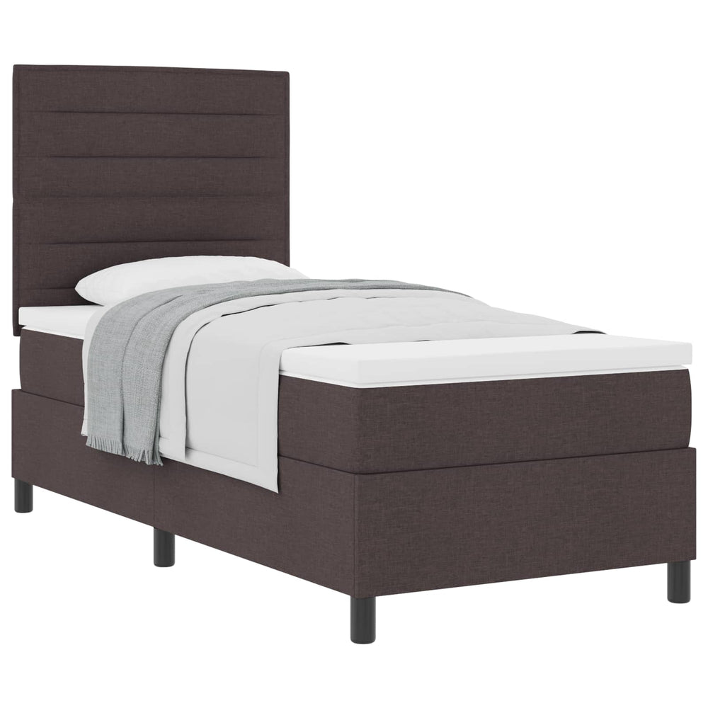 vidaXL Lit boxspring avec matelas Marron foncé 100 x 200 cm Tissu