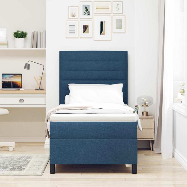 Boxspringbett Blau 100x200 cm mit Matratze