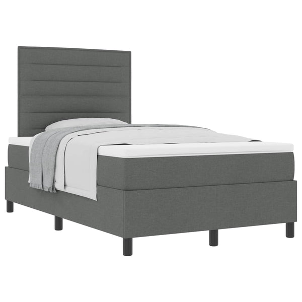 vidaXL Box Spring Bed with Mattress Dark Grey 120 x 190 cm Fabric