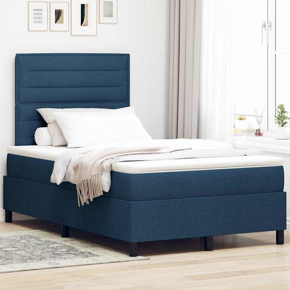 vidaXL Box Spring Bed with Mattress and Headboard Blue 120 x 190 cm Fabric