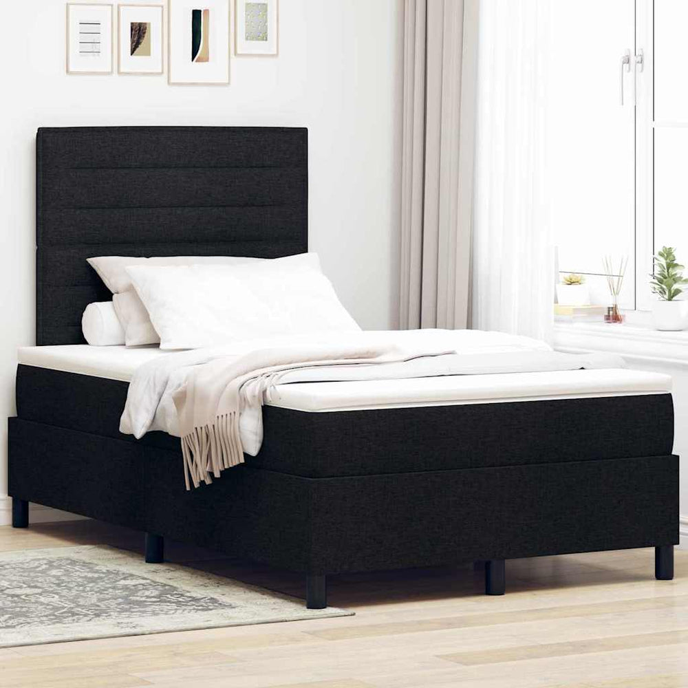 vidaXL Fabric Box Spring Bed with Mattress Black 120 x 200 cm