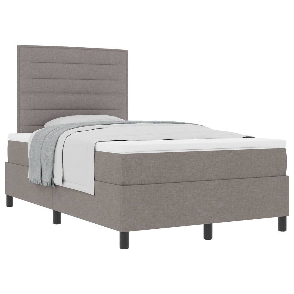 vidaXL Box Spring Bed with Mattress Taupe 120 x 200 cm Fabric