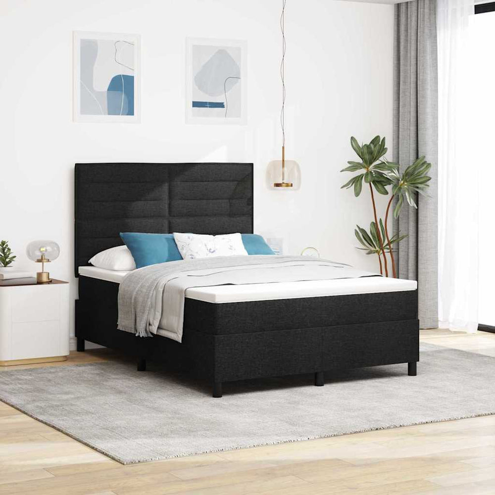 vidaXL Box Spring Bed with Mattress Black 140 x 190 cm Fabric