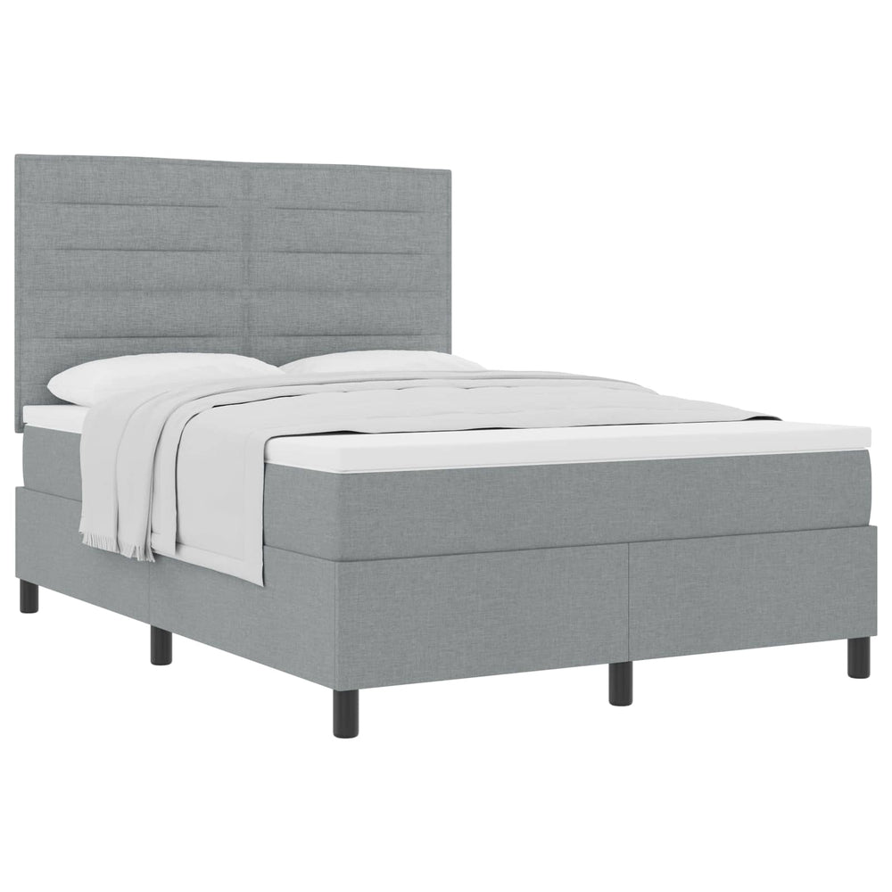 vidaXL Box Spring Bed with Mattress Light Gray 140 x 200 cm Fabric