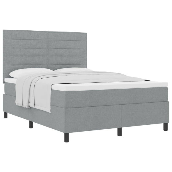 vidaXL Lit tapissier avec matelas Gris clair 140 x 200 cm Tissu