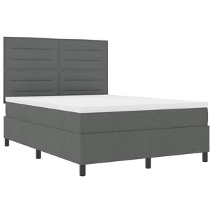 vidaXL Lit tapissier avec matelas Gris foncé 140 x 200 cm Tissu