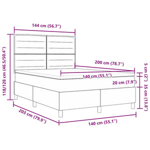 vidaXL Lit tapissier avec matelas Gris foncé 140 x 200 cm Tissu
