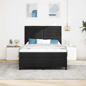 vidaXL Lit continental avec matelas Noir 140 x 200 cm Tissu