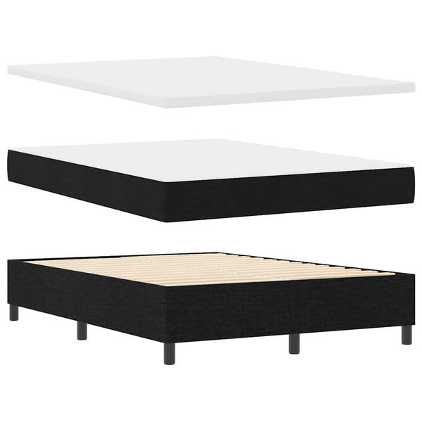 vidaXL Lit continental avec matelas Noir 140 x 200 cm Tissu