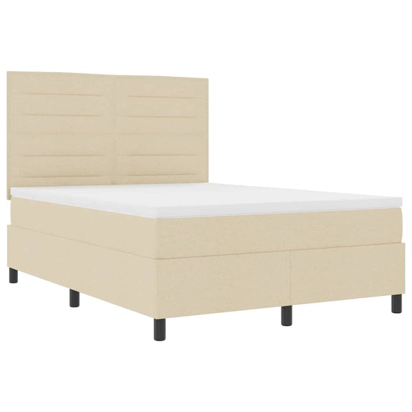vidaXL Lit avec sommier tapissier et matelas crème 160x200 cm Tissu