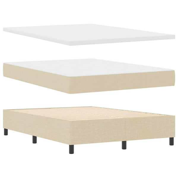 vidaXL Lit avec sommier tapissier et matelas crème 160x200 cm Tissu