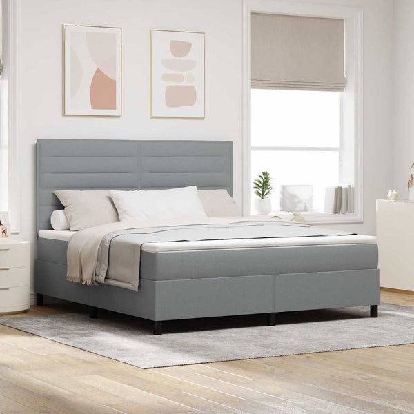 vidaXL Lit coffre tapissier avec matelas gris clair 180 x 200 cm Tissu