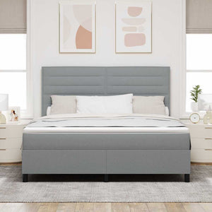 vidaXL Lit coffre tapissier avec matelas gris clair 180 x 200 cm Tissu