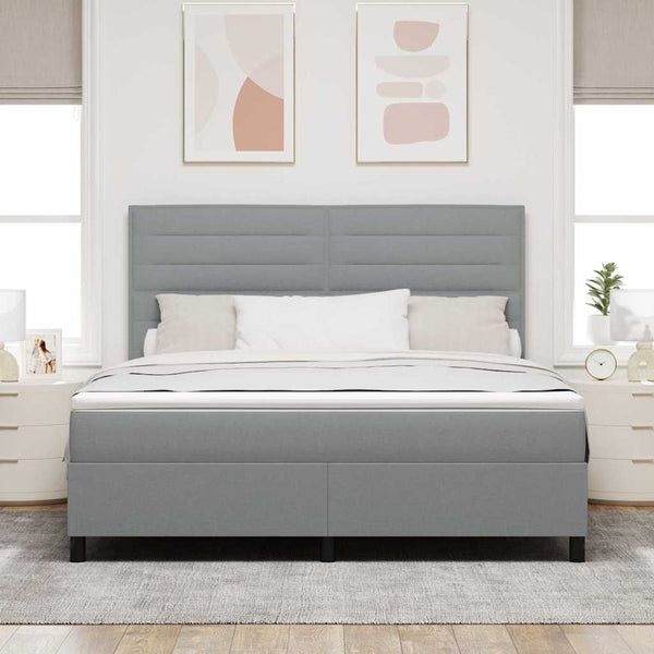 vidaXL Lit coffre tapissier avec matelas gris clair 180 x 200 cm Tissu