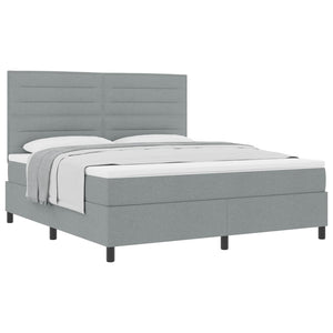 vidaXL Lit coffre tapissier avec matelas gris clair 180 x 200 cm Tissu