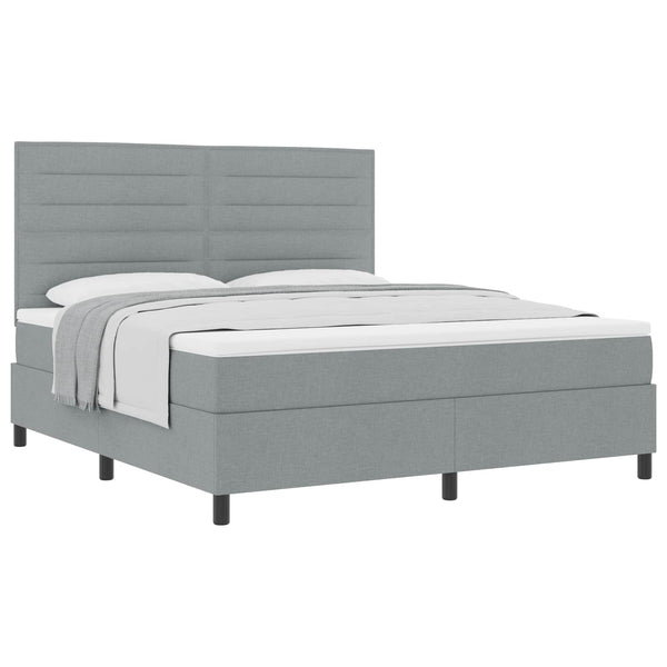 vidaXL Lit coffre tapissier avec matelas gris clair 180 x 200 cm Tissu