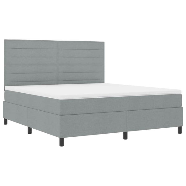 vidaXL Lit coffre tapissier avec matelas gris clair 180 x 200 cm Tissu