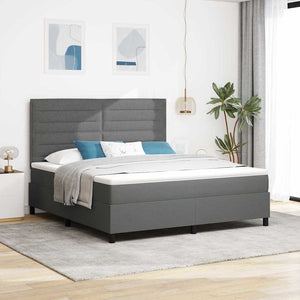 vidaXL Lit à sommier tapissier avec matelas Gris foncé 180 x 200 cm Tissu