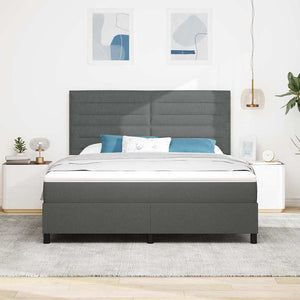 vidaXL Lit à sommier tapissier avec matelas Gris foncé 180 x 200 cm Tissu