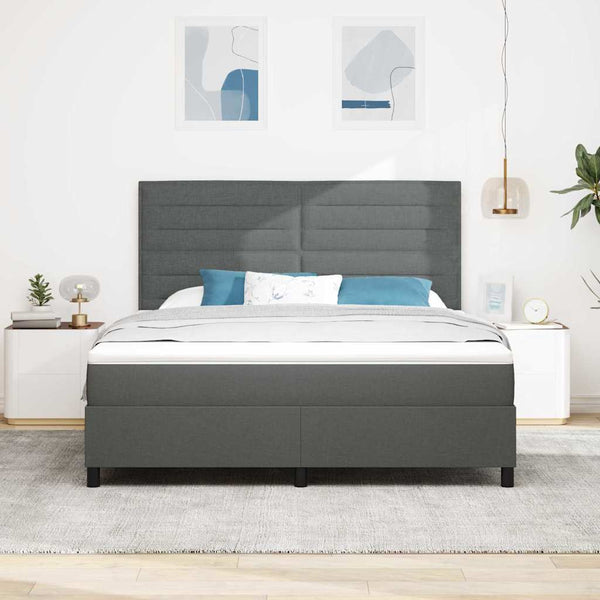 vidaXL Lit à sommier tapissier avec matelas Gris foncé 180 x 200 cm Tissu