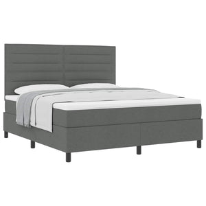 vidaXL Lit à sommier tapissier avec matelas Gris foncé 180 x 200 cm Tissu