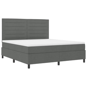 vidaXL Lit à sommier tapissier avec matelas Gris foncé 180 x 200 cm Tissu