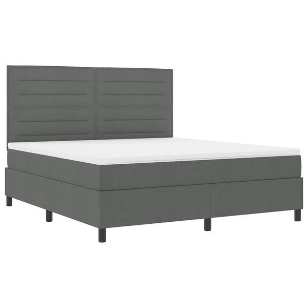 vidaXL Lit à sommier tapissier avec matelas Gris foncé 180 x 200 cm Tissu