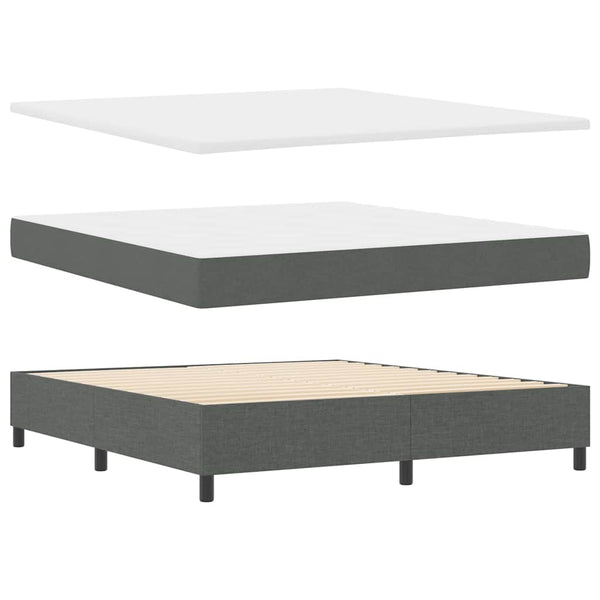 vidaXL Lit à sommier tapissier avec matelas Gris foncé 180 x 200 cm Tissu