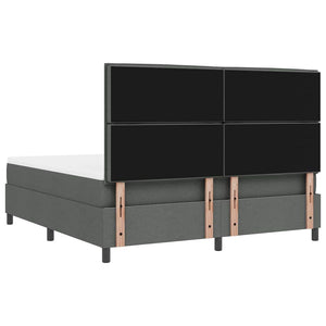 vidaXL Lit à sommier tapissier avec matelas Gris foncé 180 x 200 cm Tissu