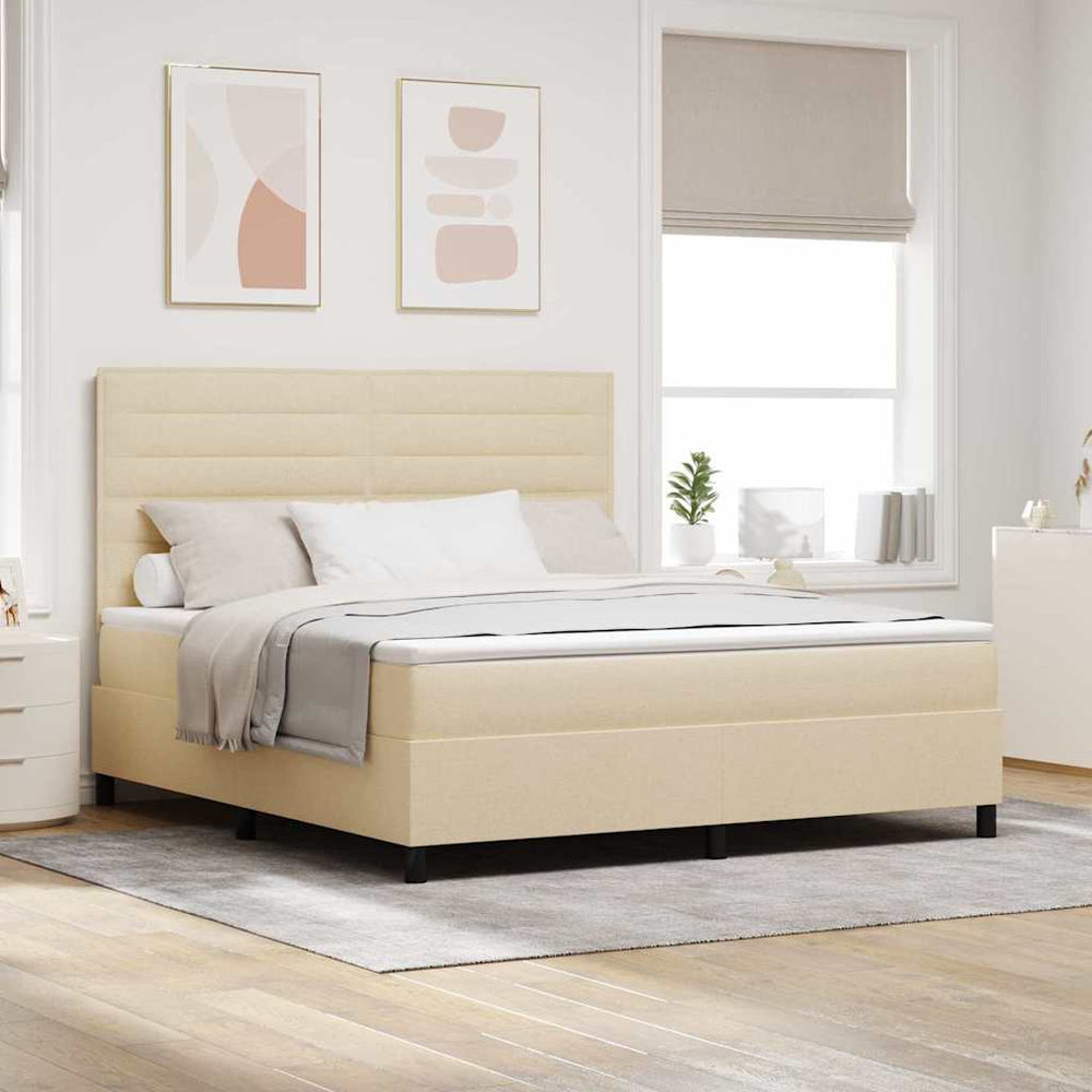 vidaXL Lit coffre tapissier avec matelas crème 180 x 200 cm Tissu