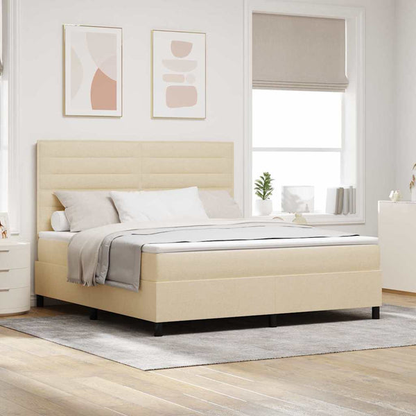 vidaXL Lit coffre tapissier avec matelas crème 180 x 200 cm Tissu