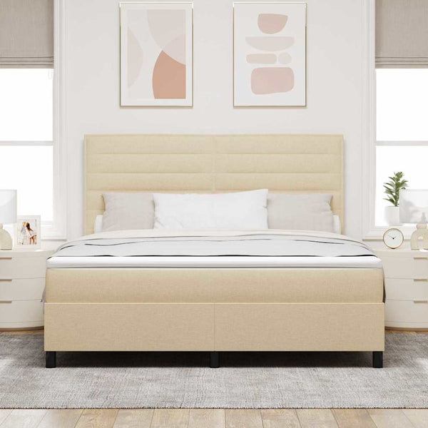 vidaXL Lit coffre tapissier avec matelas crème 180 x 200 cm Tissu
