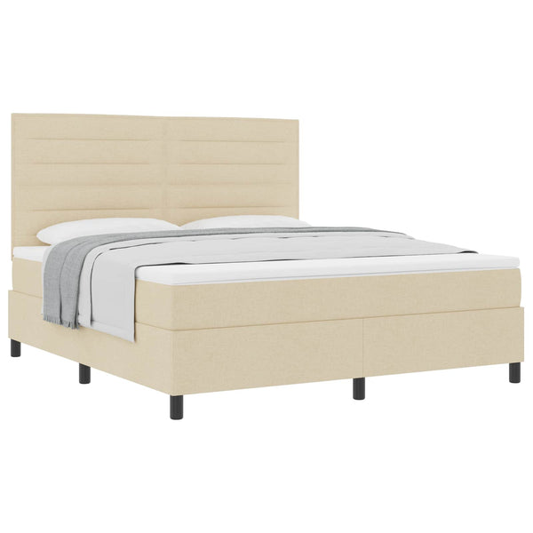 vidaXL Lit coffre tapissier avec matelas crème 180 x 200 cm Tissu