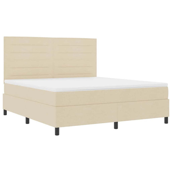 vidaXL Lit coffre tapissier avec matelas crème 180 x 200 cm Tissu