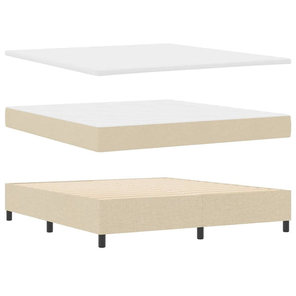 vidaXL Lit coffre tapissier avec matelas crème 180 x 200 cm Tissu