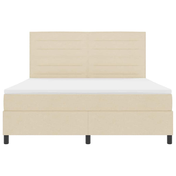 vidaXL Lit coffre tapissier avec matelas crème 180 x 200 cm Tissu