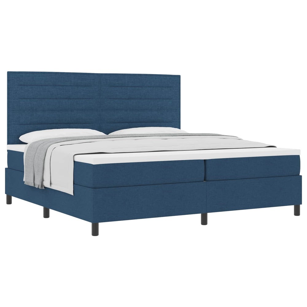 vidaXL Lit tapissier avec matelas et tête de lit bleu 200 x 200 cm tissu
