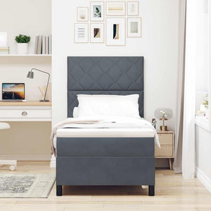 vidaXL Lit boxspring avec tête de lit Gris foncé 90 x 190 cm Velours