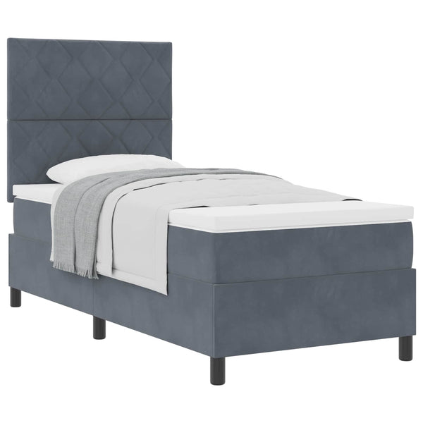 vidaXL Lit boxspring avec tête de lit Gris foncé 90 x 190 cm Velours