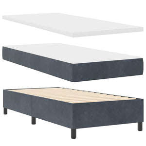vidaXL Lit boxspring avec tête de lit Gris foncé 90 x 190 cm Velours