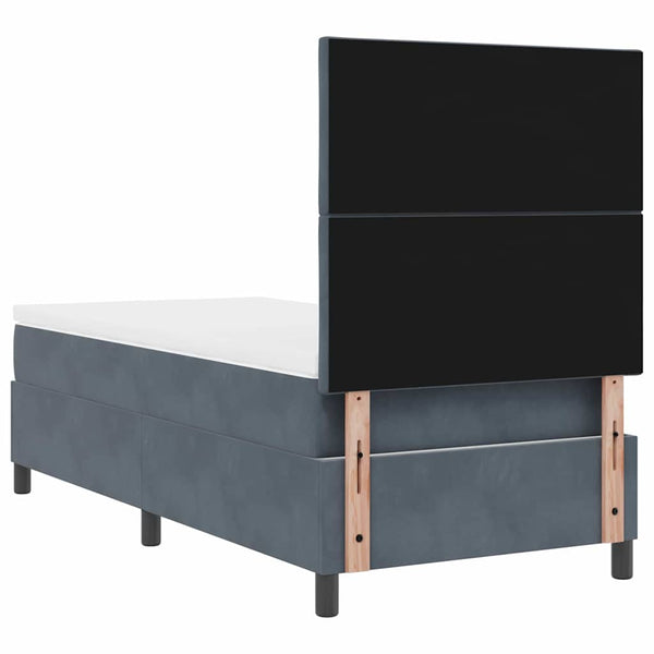 vidaXL Lit boxspring avec tête de lit Gris foncé 90 x 190 cm Velours